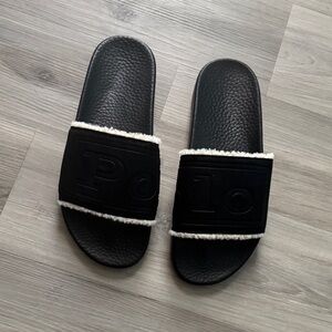 Polo by Ralph Lauren Black faux fur Slides